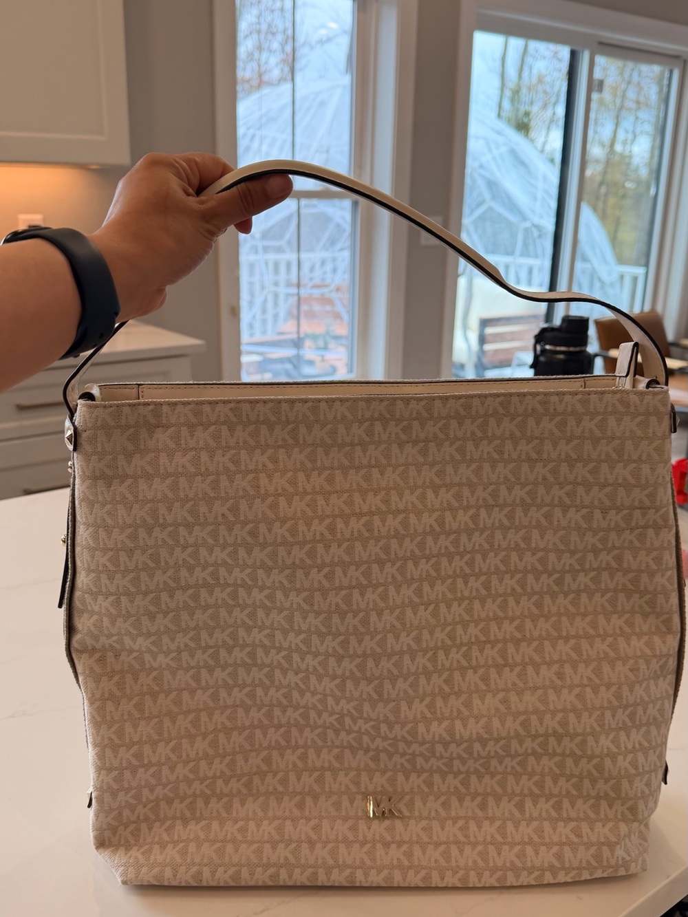 Michael Kors Tan Logo-Print Shoulder Bag